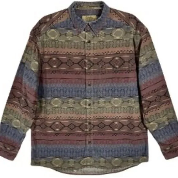 Cabela’s Deerskin Soft Chamois Southwest Geometric Button Shirt – Men’s Size L - Picture 9 of 9